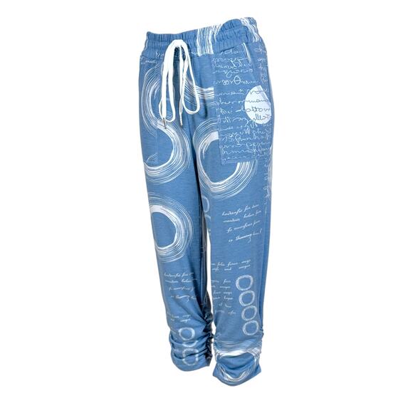 Womens Blue Capri Pull On Pants Size M Script Print NWT Artex Fashions - Picture 3 of 10